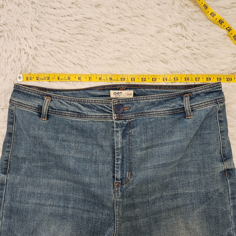 NWOT OAT‎ NY Women's Sz 16W Med Wash High Rise Wide Leg Cropped Jeans - Picture 9 of 12